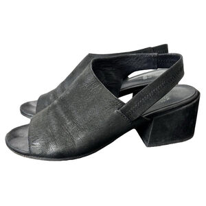 Eileen Fisher Leigh Nubuck Slingback Chunky Heel Sandal Black 7.5M Women $235